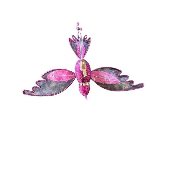 Decorative Purple Glitter Hummingbird Clip Ornament - 8 x 6 Inches - Picture 2 of 6